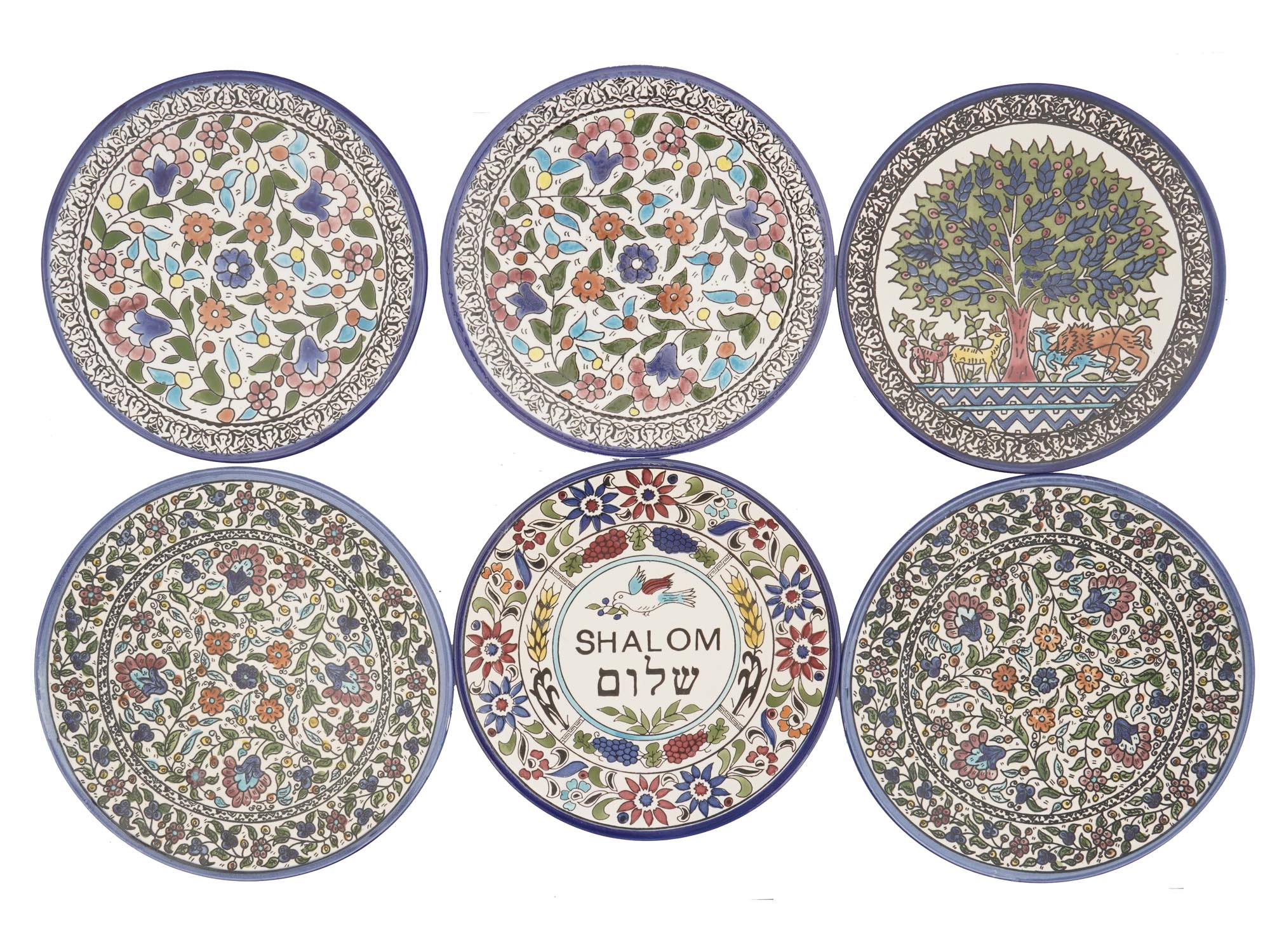 LOT OF 6 JEWISH ARMENIAN POTTERY WALL PLATES PIC-0